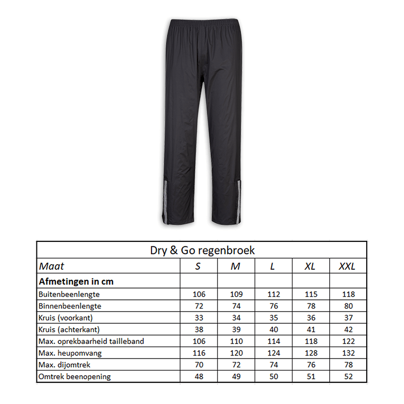 610919.50.XXL LYNX Pantalon de pluie Dry & Go taille XXL 118 x 80 x 132 cm